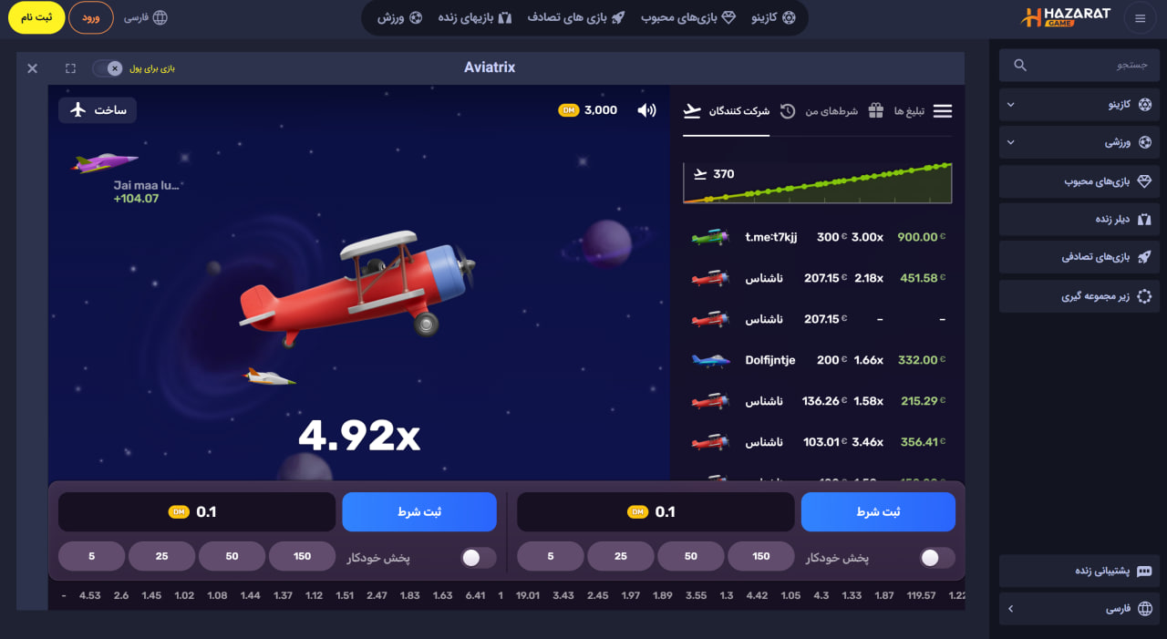 بازی Aviatrix حضرات گیم